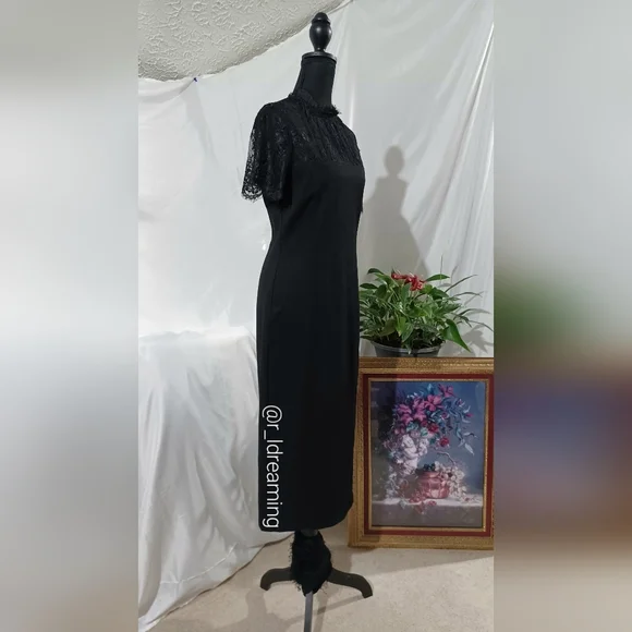 NWT Hyacinth House Tuckernuck Black Lace Agatha Midi Dress Size Small - Picture 5 of 10